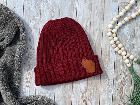 Custom Beanie with leather patch